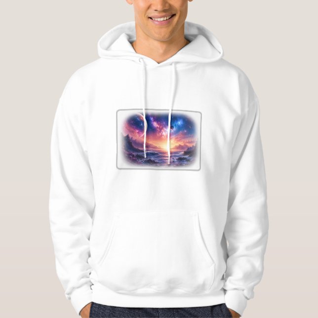 Celestial Horizon Galaxy Vit Hoodie (Framsida)