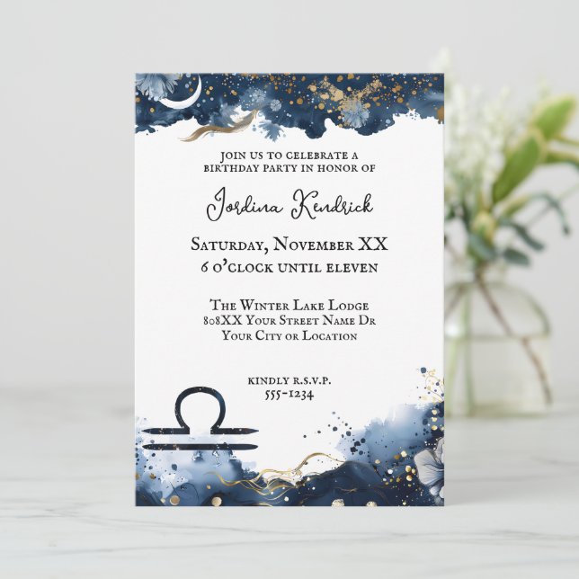 Celestial Horoscope Libra Birthday Inbjudningar (Stående Fram)