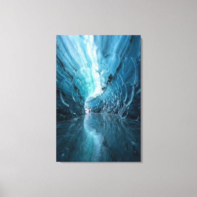 Celestial Ice Cave -Sapphire Blue Abstract Realism Canvastryck (Framsida)