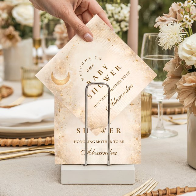 Celestial Ivory Gold Baby Shower Pappersservett (Skapare uppladdad)
