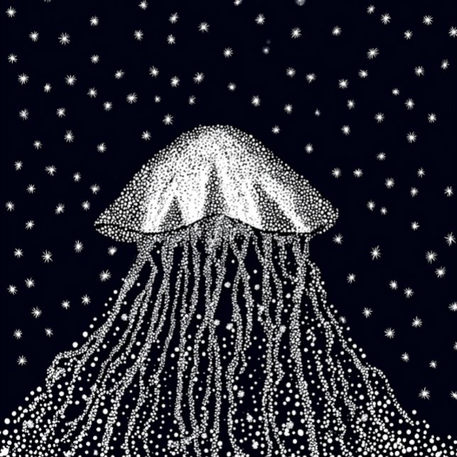 Celestial Jellyfish Dot Art Dreamscape stars T Shirt (Skapare uppladdad)