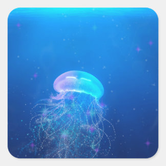 Celestial Jellyfish Fyrkantigt Klistermärke