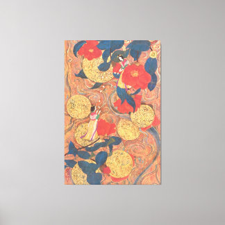 Celestial Journey in Gold and Camellia Canvastryck