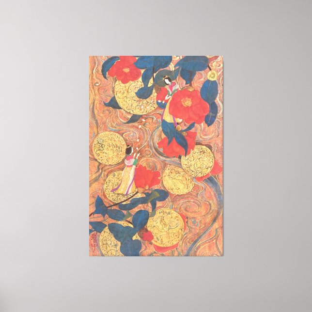 Celestial Journey in Gold and Camellia Canvastryck (Framsida)