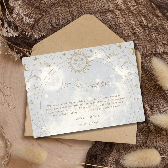 Celestial Kärlek Gratitude Photo Bröllop Tack (Celestial Love Gratitude Photo Wedding Thank You Cards)