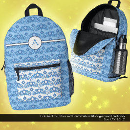 Celestial Kärlek Stars Hearts Mönster Monogrammad