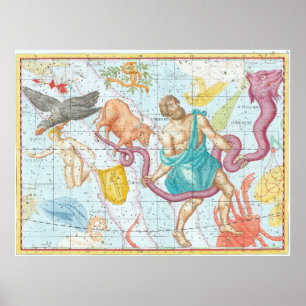 Celestial Karta från 1801 Poster