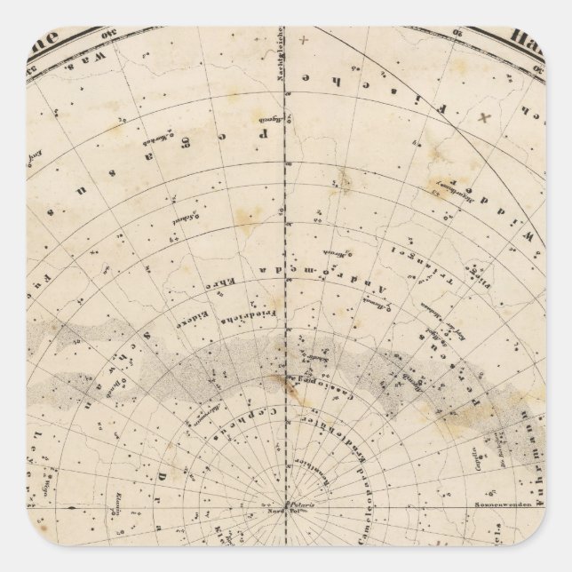 Celestial karta fyrkantigt klistermärke (Framsida)