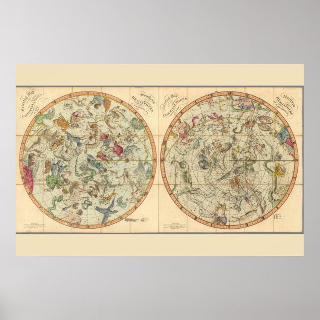 Celestial Karta i Constellations Poster (Framsidan)