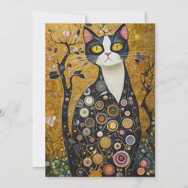 Celestial Kattdjur i Guld Inbjudningar (Framsida)