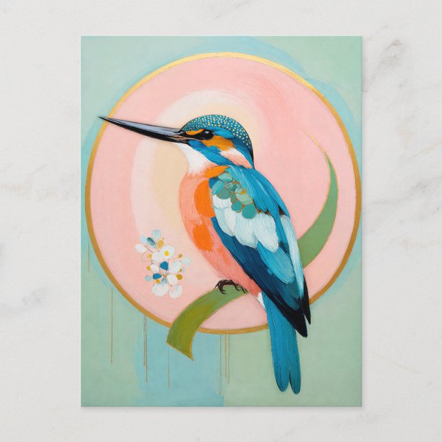 Celestial Kingfisher: A Study in Azure and Gold Vykort (Framsida)