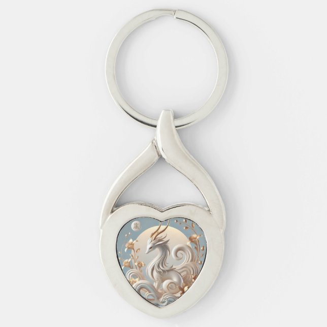 Celestial Kirin Fantasy Collection Twisted Heart Silverfärgad Nyckelring (Framsidan)