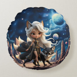 Celestial Kitsune – Vaktare av de Fyra Svansarna. Rund Kudde