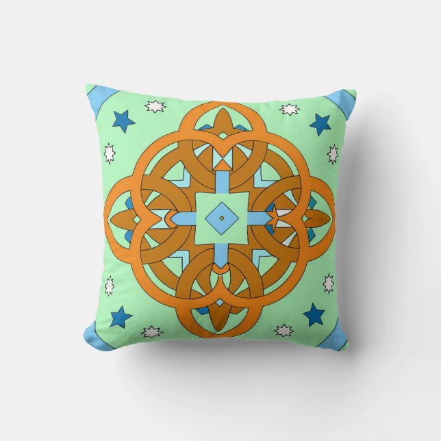 Celestial Knot Art Prints | Unique Star Patterns Kudde (Framsida)