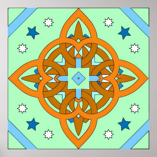 Celestial Knot Art Prints | Unique Star Patterns Poster (Framsidan)