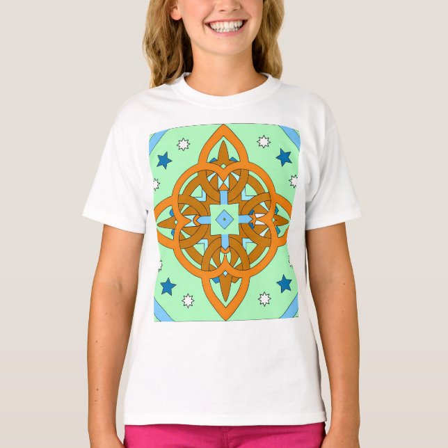 Celestial Knot Art Prints | Unique Star Patterns T Shirt (Framsida)