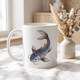 Celestial Koi Fisk Mugg Lyx Linje Konst