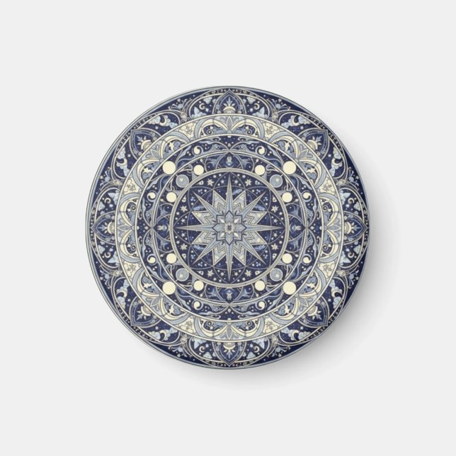 Celestial Kompass Mandala Stjärnmönster Konst Magnet (Framsidan)