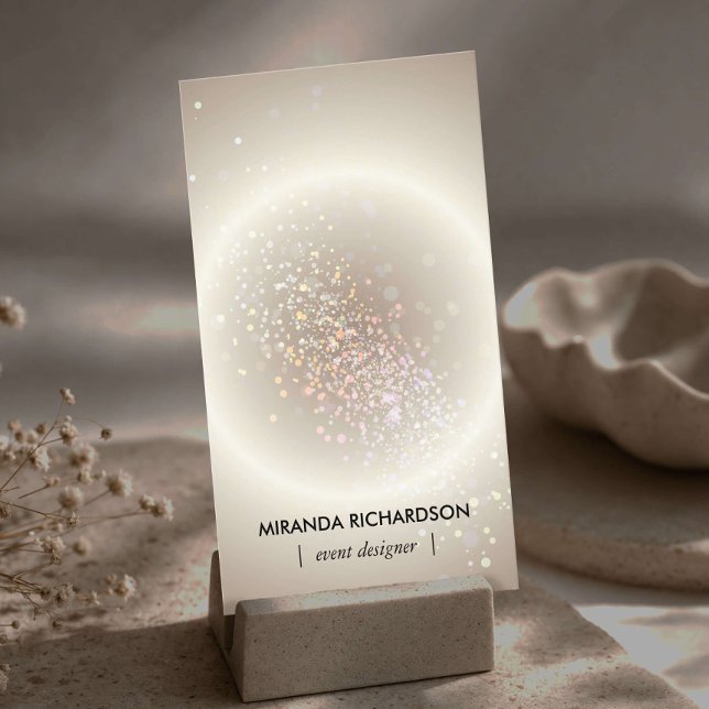 Celestial Konfetti Glow Gold Vertikal Visitkort (Skapare uppladdad)