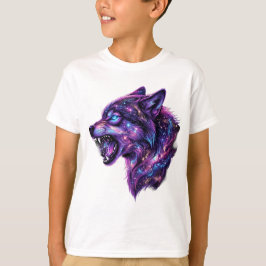 Celestial Kosmisk Galax Varg Ryter Grafik T-Shirt