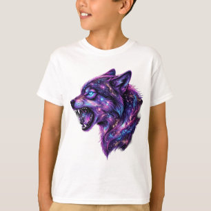 Celestial Kosmisk Galax Varg Ryter Grafik T-Shirt