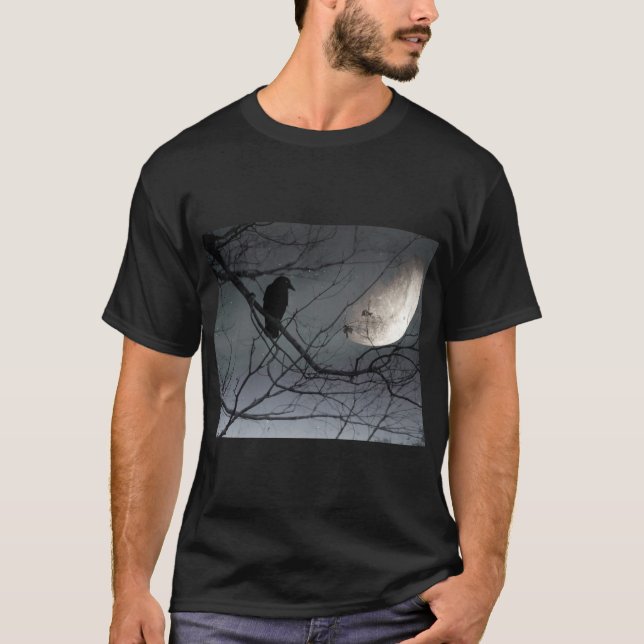 Celestial Kråka och Måne T Shirt (Framsida)
