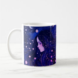 Celestial Kvinna Gudinna Måne Stjärnor Himmel Kaffemugg