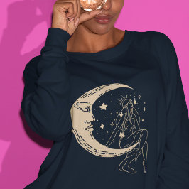 Celestial kvinna måne & stars,boho,elegant guld t shirt