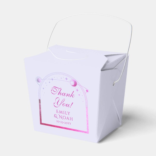 Celestial Lavender Rosa Sol Måne Stars Bröllop Presentaskar (Framsidan Sidan)