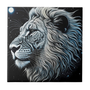 Celestial Lejon Natt Himlar Ai Art Kakelplatta