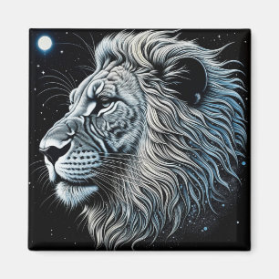 Celestial Lejon Natt Himlar Ai Art Magnet