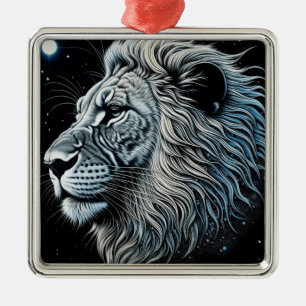 Celestial Lejon Natt Himmel Ai Konst Julgransprydnad Metall