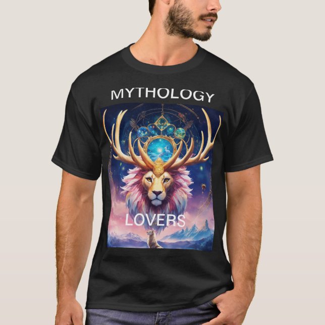 Celestial Lejon Stag: mytisk fusion T Shirt (Framsida)