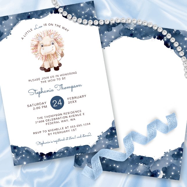 Celestial Leo Astrology-skyltfönster Inbjudningar (Celestial Leo Astrology Sign Baby Shower Invitation)