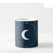 Celestial Line Art Mugg - Indigo & Guld (Full Wrap