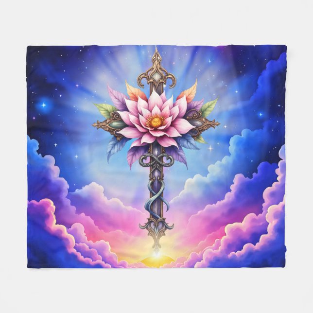 Celestial Lotus Cross  Fleecefilt (Framsidan (Horisontell))
