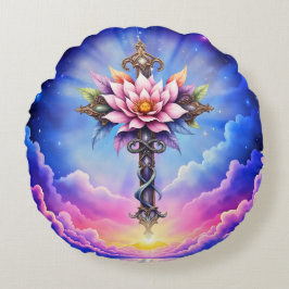Celestial Lotus Cross Rund Kudde