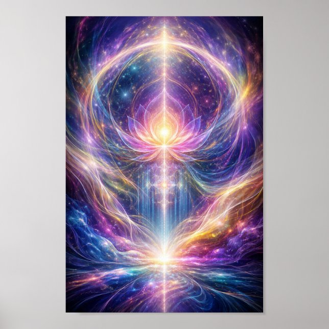 Celestial Lotus Energi – New Age Abstrakt Andligt Poster (Framsidan)