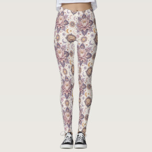 Celestial Lotus Mandala Andlig Designmönster Leggings