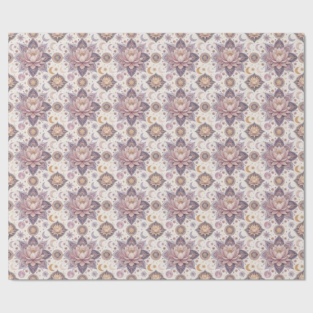 Celestial Lotus Mandala Andlig Designmönster Presentpapper (Platt)