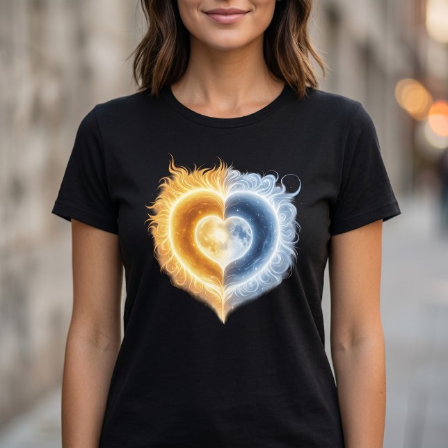 Celestial Love Sol Måne Hjärta T-Shirt (Skapare uppladdad)