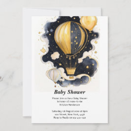 Celestial Luftballong Baby Shower Inbjudningar