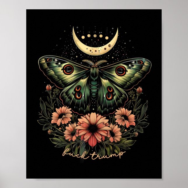 Celestial Luna Moth Subtle Anti Trump Poster (Framsidan)