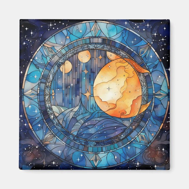 Celestial magnet av fastfärgat glas (Framsidan)
