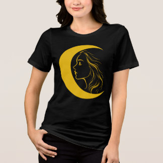 Celestial mån gudinne – Mystisk Linje Konst Profil T Shirt