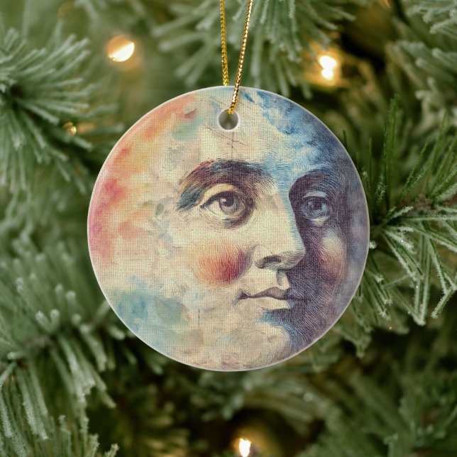 Celestial Man i månen - Akvarellkonst Julgransprydnad Keramik (Träd)