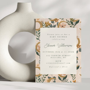 Celestial månadsblomma Boho Neutral Baby Shower Inbjudningar
