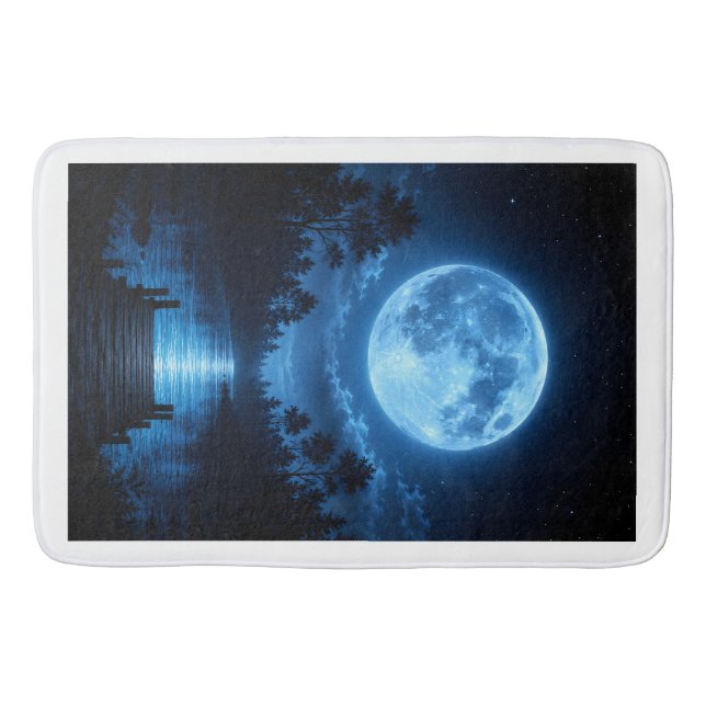 Celestial månbelyst skogsreflektion Estetik Badrumsmatta (Framsidan)