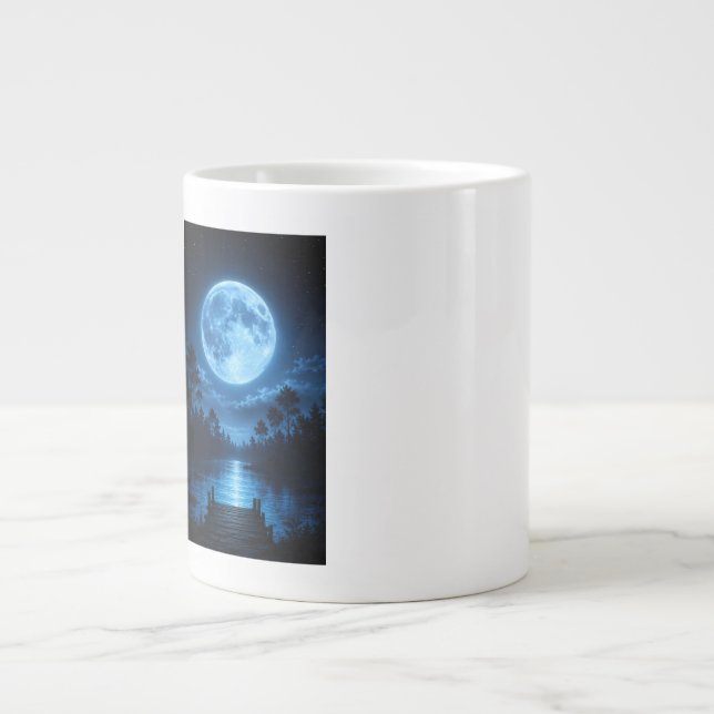 Celestial månbelyst skogsreflektion Estetik Jumbo Mugg (Framsidan)