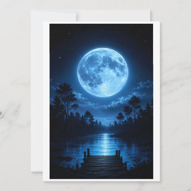 Celestial Månbelyst Skogsreflektion Estetik Kort (Framsida)